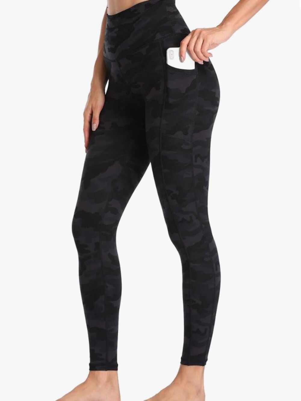 Colorful Koala Deep Gray Camouflage Essential 7/8 Leggings with Side Pockets